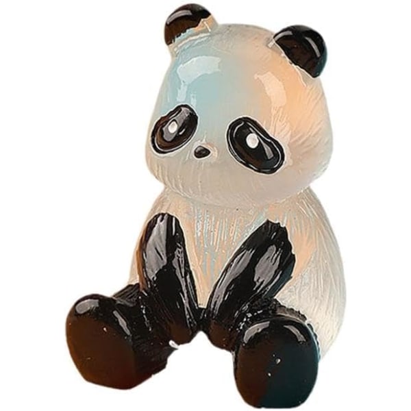 Set med 2 mini-lysande pandafigurer - Miniatyrkrukadekoration - Glow-in-the-dark miniatyrblomma
