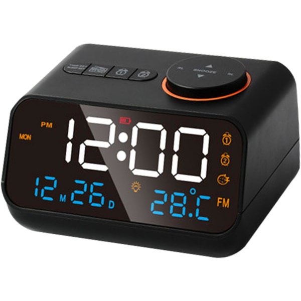 LED-väckarklocka, multifunktionell stilfull digital display FM-radioklocka för sovrum