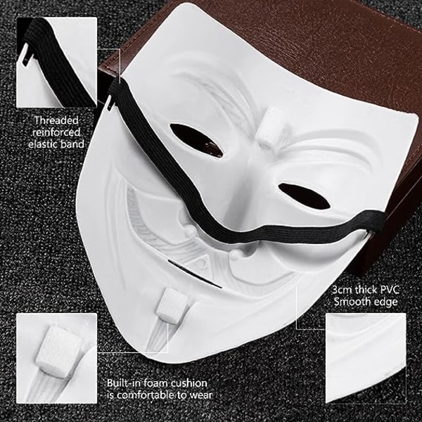 2 kpl, Anonyymi Guy Mask White