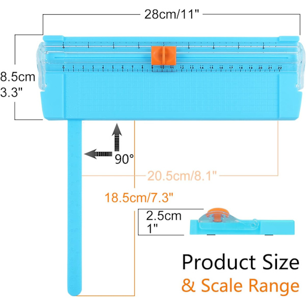 Mini Scrapbooking Trimmer A4, Præcis Foldbar Guillotine Trimmer med Sikkerhedskopiering Stålblad, Blå
