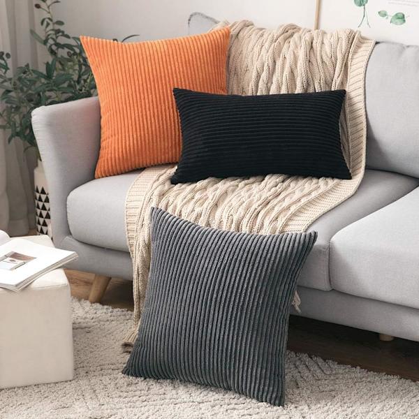 Pakke med 2 fløjlsbløde, ensfarvede, dekorative, firkantede pudebetræk til sofa, soveværelse, bil 18 x 18 tommer 45 x 45 cm grå