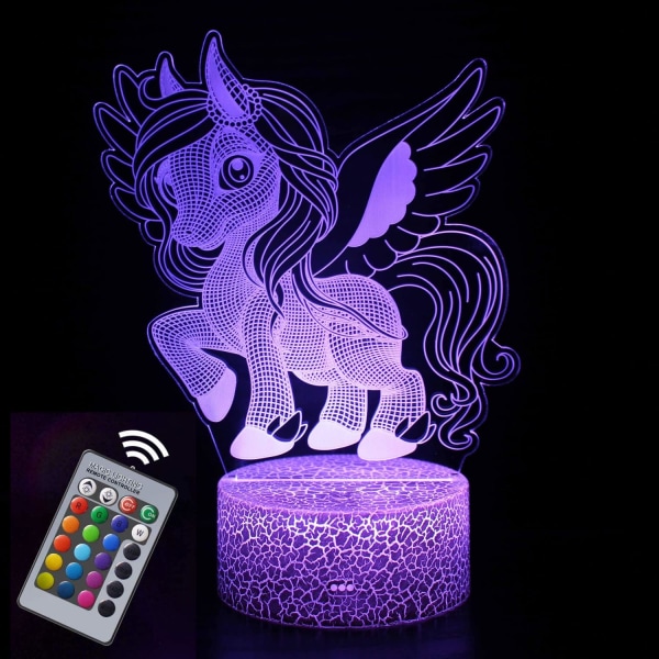 3D Unicorn Lamppu Yövalo 7 väriä Vaihteleva USB power Kodinsisustusvalot pojille Tytöt Lapset Baby,B