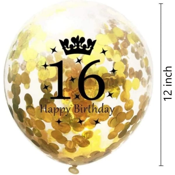 Nummerballoner 16 guld - 16-års fødselsdagsdekorationer Balloner 12 tommer, balloner Nummer 16 balloner Guldballoner Fødselsdagsfestdekorationer