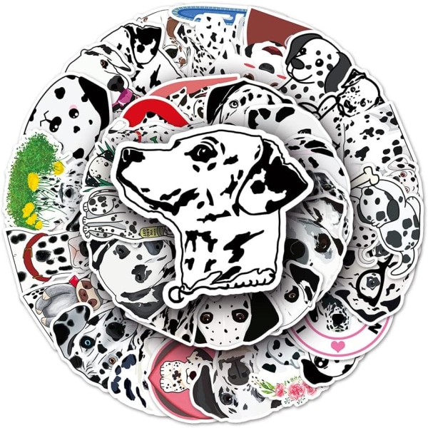 Lovely Spotted Dog Stickers|50 Stk|Tegnedyr Vinyl Stickers for HydroflasKs bærbare nettbrett Sykkel Vannflasker Bil,Vanntette dekaler