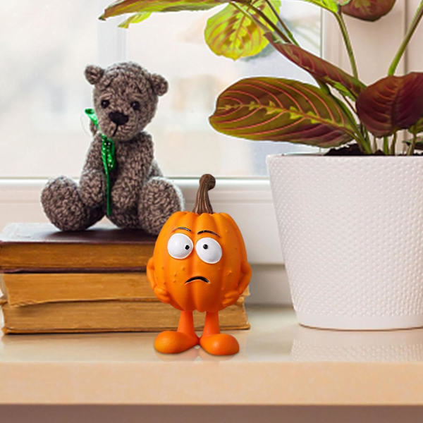 Ekspressive Gresskar, Mini Resin Gresskar Statuer | Senterstykke Halloween Bord Hylle Dekor Innendørs og Utendørs Bord for Spøkelseshus, Fester