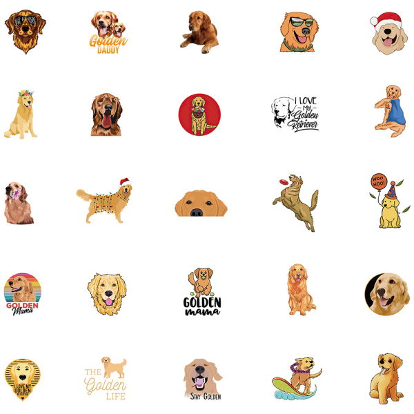 50 st Golden Retriever Stickers, Vattentät Vinyl Hund Dekaler för Vattenflaska Laptop Barn Pojkar