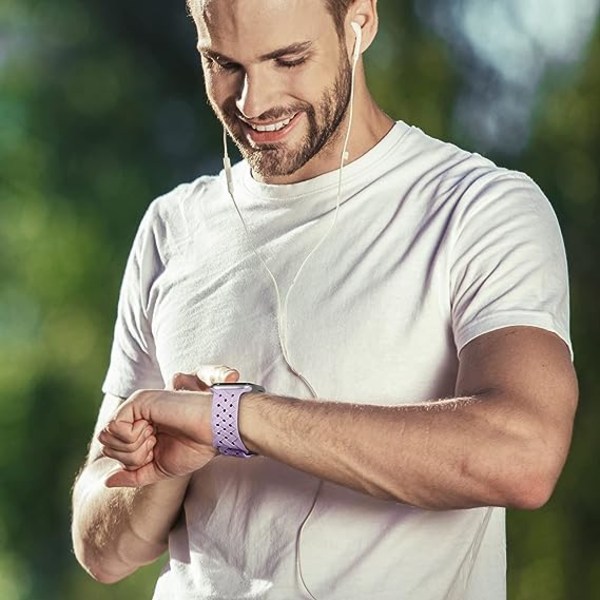 Silikonflätade vävband kompatibla med Apple Watch 42 mm 44 mm 45 mm 49 mm, ersättningsband av silikon sport andas för kvinnor män - lavendel