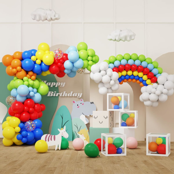 Regnbågsballonger Garland Arch Kit, 129st 12 olika färgballonger Färgglada festballonger