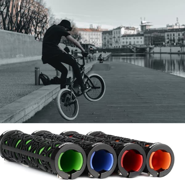 1 Pair MTB Handlebar Grips, 2 End Caps, Non-Slip 22mm Diameter