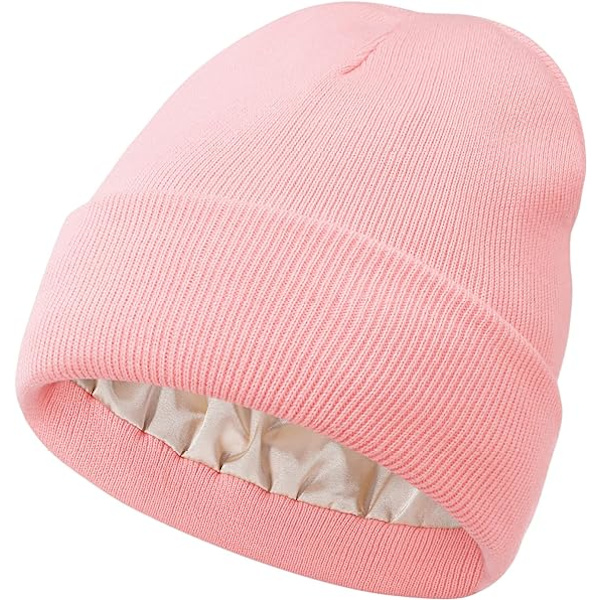 Dame Satin-foret Beanie for Kvinner Strikket Beanies Dame Vinter Beanies for Kvinner Hatter for Menn Mansjett Hodeskallelue