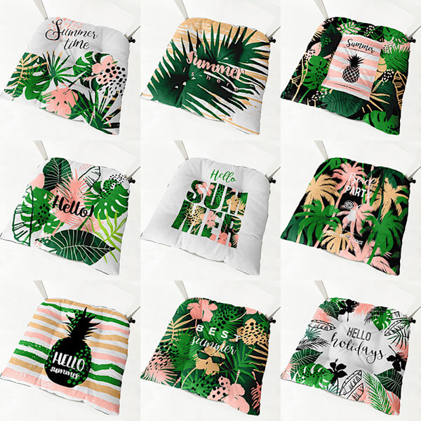 Stolpute, Tropisk stil stol pute 40x40cm, Stol pute med feste, Tykke stolputer, Stol pute (Monstera blader, 1 stk)