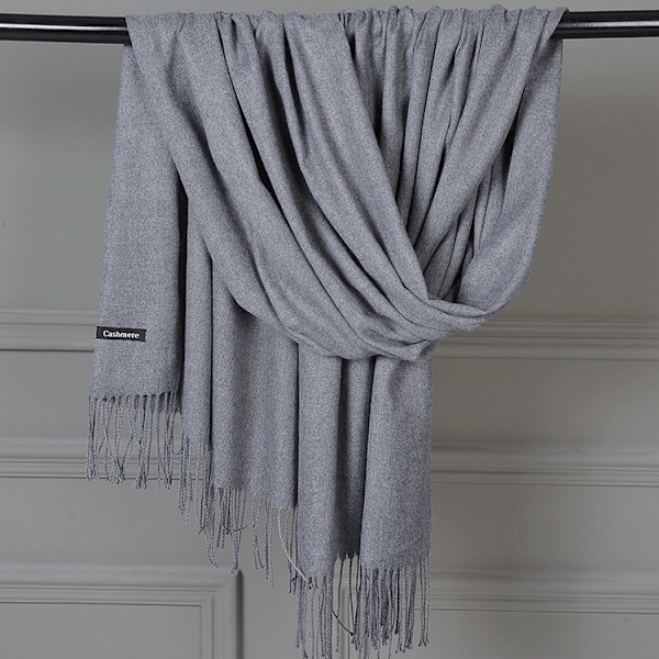 Cashmere Sjal Uld Shawl Ensfarvet Faux Cashmere Varmt Sjal Marineblå Tassel Sjal Til Kvinder Til Kvinder Gray 70*200cm