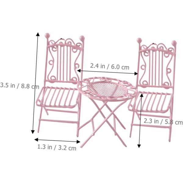 3 stk Mini smedejernsbord og stole Miniature Dukkehus Pink Møbler Miniature Dukker 1:12 Dukkehus Havebord Stole Sæt Miniaturebord