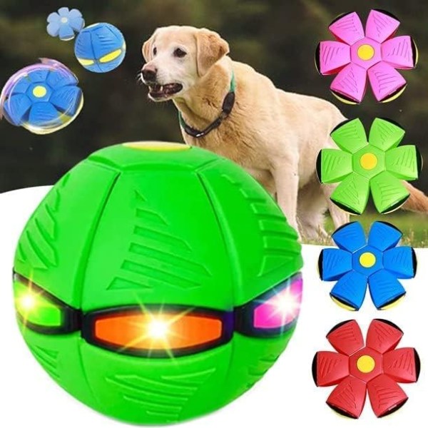 Pet Legetøj Hundelegetøj Strange Magic Flyvende tallerken Bold Magisk Dekompression Deformation Fod Stomp Lysemitterende Venting Stomp Ball (grøn, tre lys)