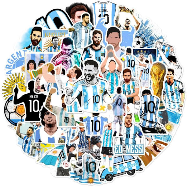 50 stk. Super Star Fodboldspiller Klistermærke Messi Vinyl til Argentina Messi Fan Hjem Dekoration Bærbar Vandflaske Telefon Skateboard Dekorativt Tilbehør