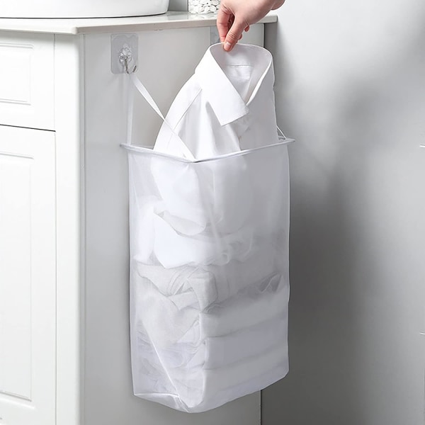 Liten hopfällbar hängande tvättkorg i plast med handtag - Lämplig för sovsal
