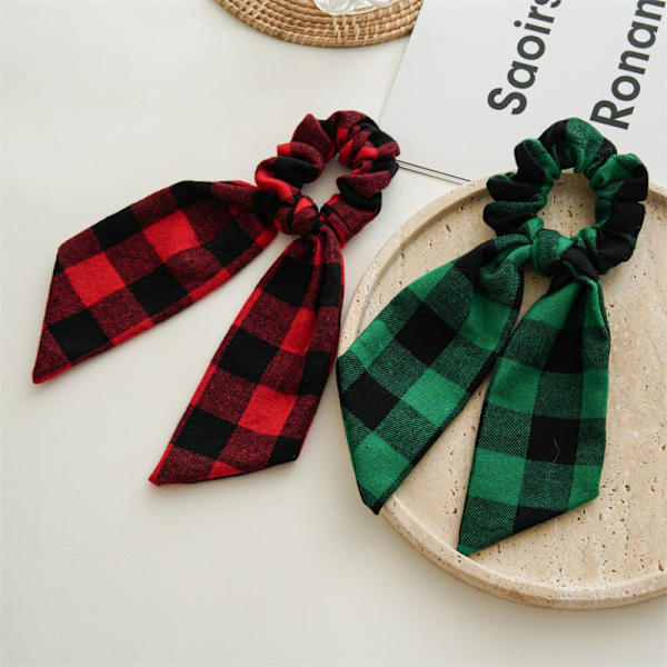 Julrutig hårscrunchies rosett rutig rutig hårslips rep jul buffelrutig hårscrunchies BHC60 (B3-grön röd)