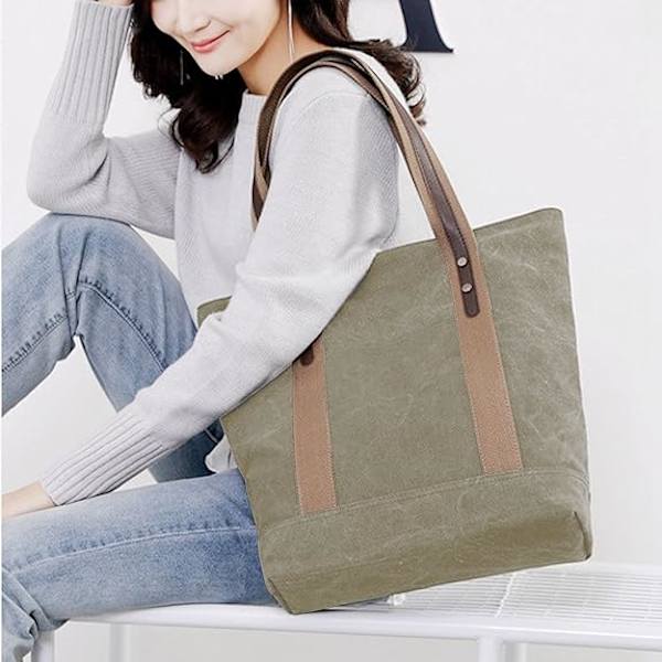 Kvinder Lærred Skuldertasker Retro Casual Håndtasker Arbejde Taske Tote Punge