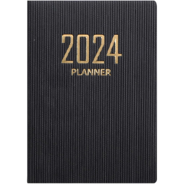 2 st, 2024 Planerare 2024 Kalender 12 Månaders Planerare 2024-2025 Daglig Vecko- och Månadsagenda Anteckningsbok A7 PU Läderomslag（SVART）