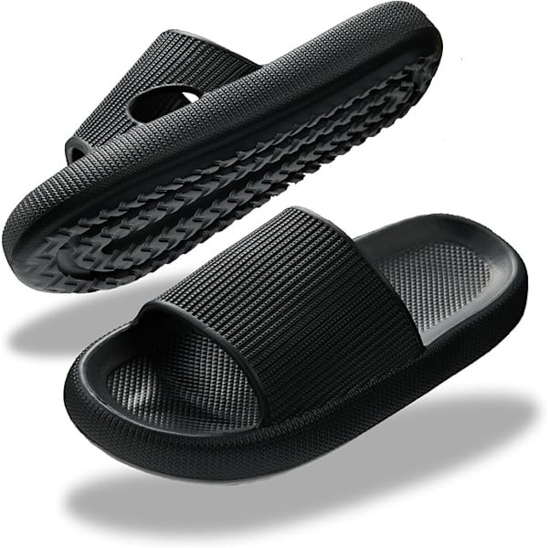 Dam Herr Sommartofflor Sandaler Bekväma Mjuka Tofflor Halkfria Pool Strand Dusch Inomhus Utomhus Hemmaskor Black 36-37
