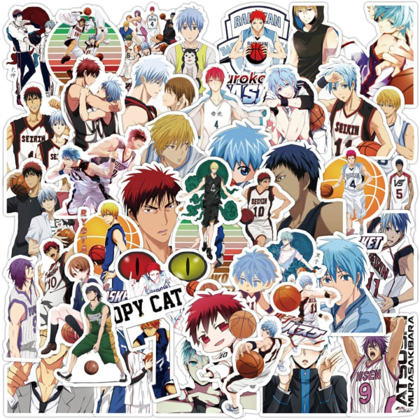 50 kpl Japanilainen Anime Kuroko's Basketball -tarroja Vedenpitävät vinyyli Kawaii -tarrat lapsille, teini-ikäisille ja aikuisille Skeittilauta Tietokone Kannettava kitara