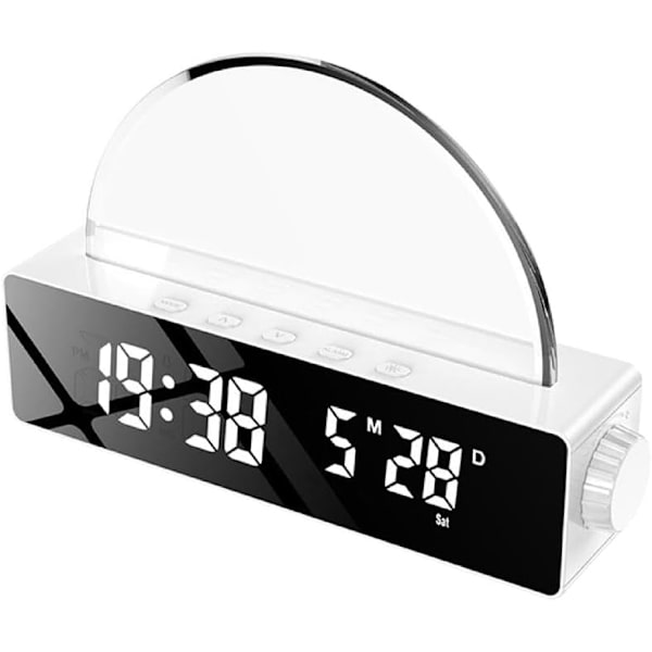 Digital klocka LED-klocka med ljusdisplay Temperatur Datum Digital väckarklocka för sovrum Soluppgångssimulering Stor skärm,A