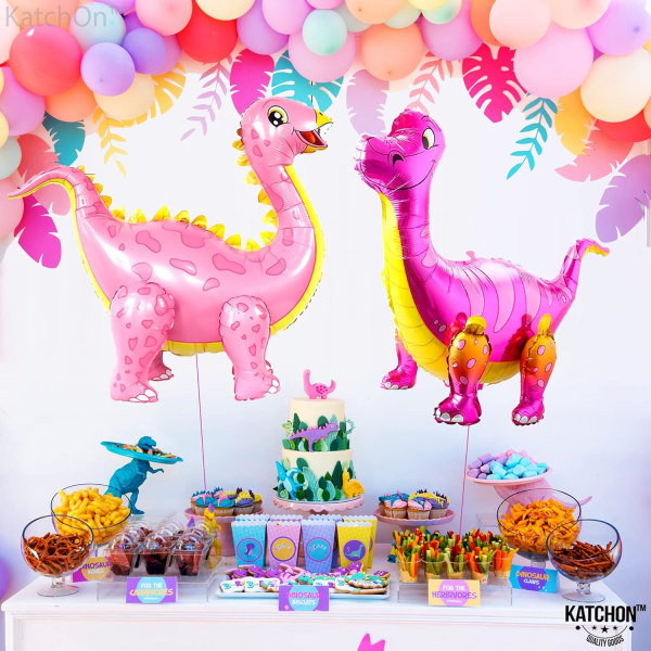 Stor lyserød dinosaurballon - 35 tommer | Dinosaurballoner til fødselsdagsfest | Pink Dinosaur Party Supplies Dinosaur Party Decorations