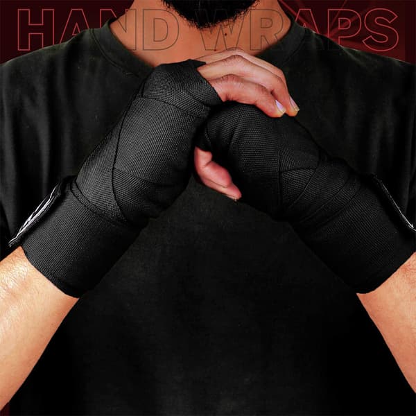 Håndbind til boksning og kampsport, 3/5 m, elastiske, lavet af bomuld, 1 par (sort, 3M)