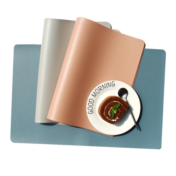 Sett med 2 beige grå plassmatter, 45x30 cm, PVC-plassmatter, moderne kunstlær, hjem, hotell, kafé, restaurant, vanntett