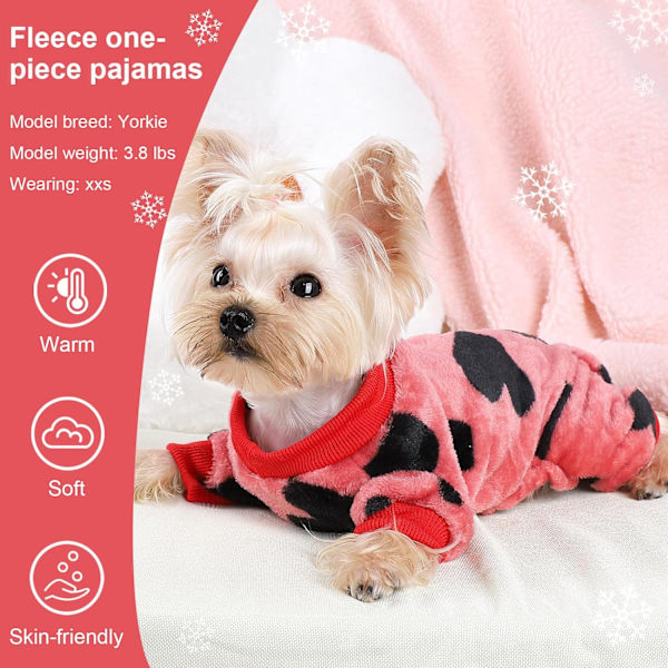 Chihuahua Pyjamas för små hundar Fleece Valp Pjs Onesie Vinter Varma Små Hundkläder Hundtröja Jumpsuits Söta Husdjurskläder Outfits -L