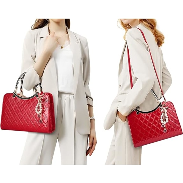 Skinnende Laklæder Dame Punge Satchel Håndtasker Damer Mode Top Håndtag Håndtasker Crossbody Skuldertasker