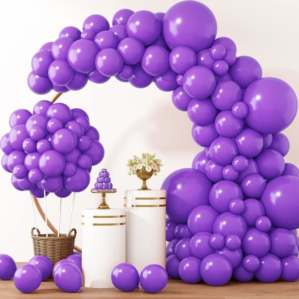129 stk lilla balloner forskellige størrelser 18 12 10 5 tommer til Garland Arch Premium lilla latex balloner