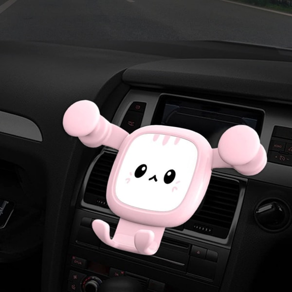 Universal 360 graders roterende biltelefonholder med kattemønster Højdejusterbar telefonholder til bil (pink)