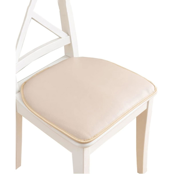Faux læder spisebordsstol pude med bånd skridsikker hesteskoformet køkkenstol pude og spisestue sædehynde 43*40cm(Farve: Beige)