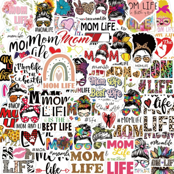 50 stk Mom Life Stickers - Vinyl æstetiske sjove mødre-dekaler til piger, mødre, vandflasker, bærbare computere, guitarer, scrapbog