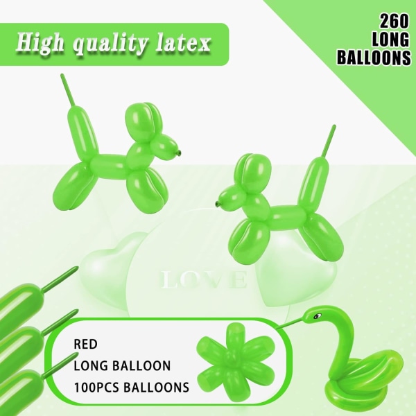 260 långa ballonger för ballongdjur 100-pack Förtjockning Latexmodellering Långa magic ballonger Vridande DIY-djurballong för festdekorationer