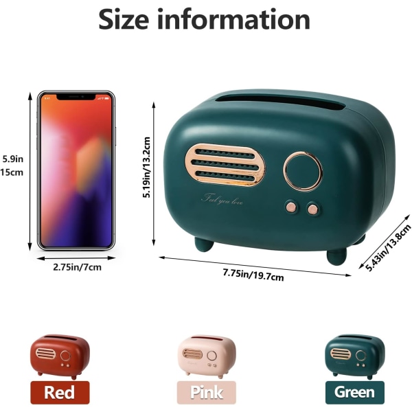 Retro Radio Model Servietboks Servietboks Multifunktionel i Hjemmets Stue Sød Holder til Badeværelse Kontor(Grøn)