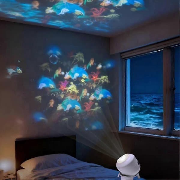 Rotating Projection Lamp Underwater Ocean Projector Lamp with Dynamic Rotation and Adjustable Brightness B Charging
