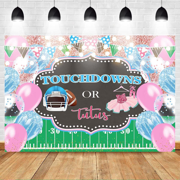 Touchdowns eller Tutus Kjønnsavsløring Bakgrunn Amerikansk Fotball Tema Kjønnsnøytral Fest Bakgrunn Baby Shower Banner Dekorasjon Bakgrunn 7x5ft