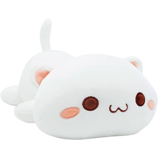 Sød killing plys legetøj udstoppede dyr Pet Kitty Blød anime kat plys pude til børn (hvid A, 20")