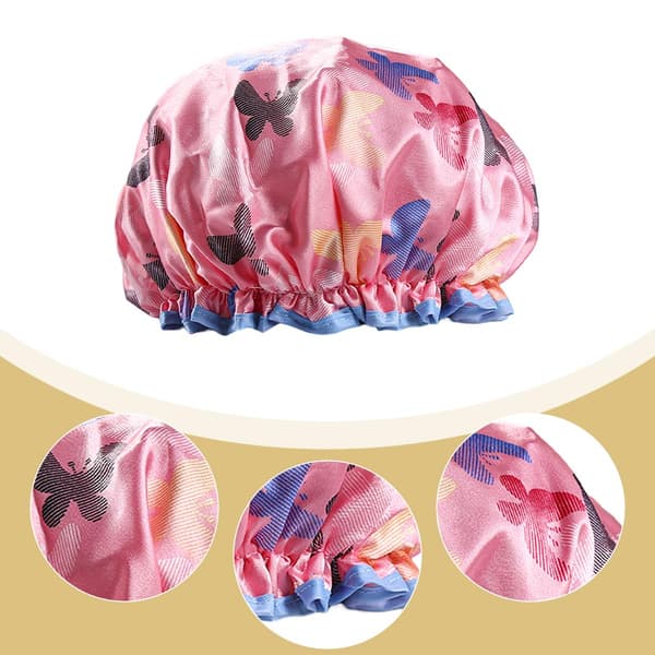 1 pc Reusable Shower Cap, Double Layer Thickened Waterproof Shower Cap (Butterfly)