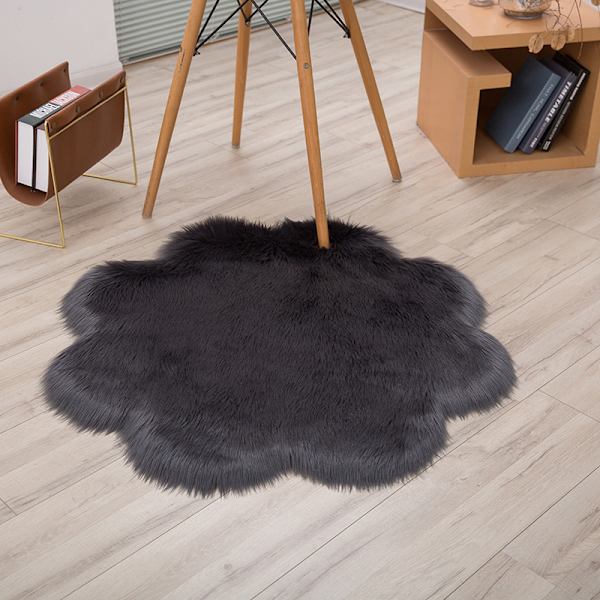 Imiteret Fåreskindstæppe, Fluffy Blødt Syntetisk Fåreskind Luksus Uld Sofatæppe Pude Dekorer Din Stue og Soveværelse (45cm, Mørkegrå)