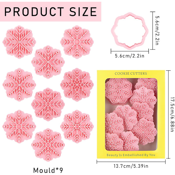 Jul Cookie Cutters, 9-delad 3D Cookie Cutter Mold, Jul Cookie Cutters, Plast Cookie Cutters, Biscuit Jul Mold, B