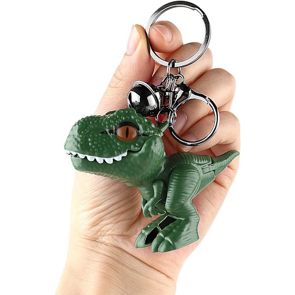 Söt dinosaurie nyckelring, Kawaii tecknad gåva nyckelring rörlig dinosaurie bil nyckelringar för kvinnor män ryggsäckar, brun och grön