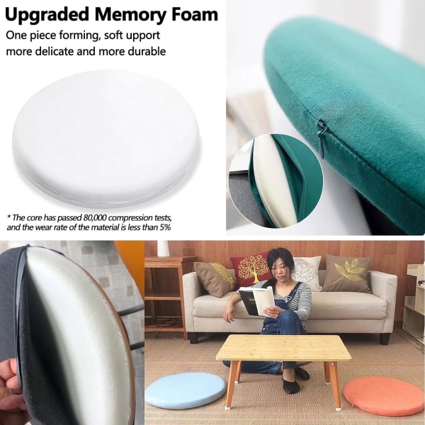 Paksu pyöreä tuolityyny, irrotettava puutarhatuolin tyyny, Memory Foam -sisäistuintyyny ulkokäyttöön, irrotettava ja haalistumaton 40 cm Sinivihreä, C