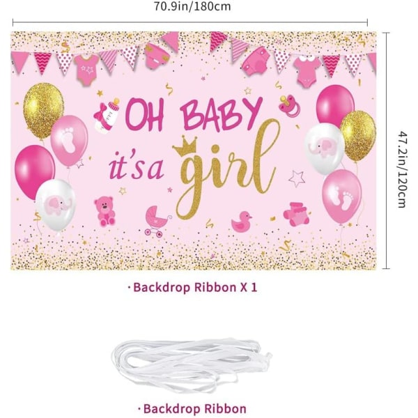 Baby Shower Party Decorations Large Size Oh Baby It's A Girl Baby Shower Birthday Banner Backdrop Photo Background Pink Baby Shower Party Supplies