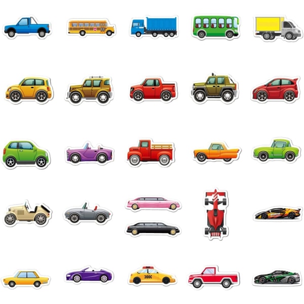 Lastbil- og bilvæddeløbs-klistermærker til transportkøretøjer til børn Drenge Vandflaske-klistermærker til scrapbog Vandtætte til kopper Laptop-guitar-mærkater