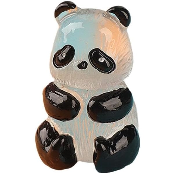 Sett med 2 mini lysende pandafigurer - Miniatyr pottedekor - Glød-i-mørket miniatyrblomst