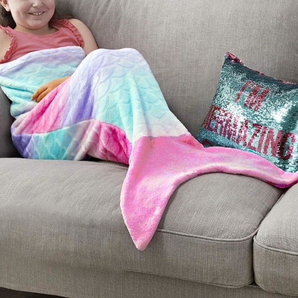 Lasten merenneitopeittolahjat parhaat – yksilöllinen lämmin olohuoneen sohvapeitto makuupussilelu Kids-C