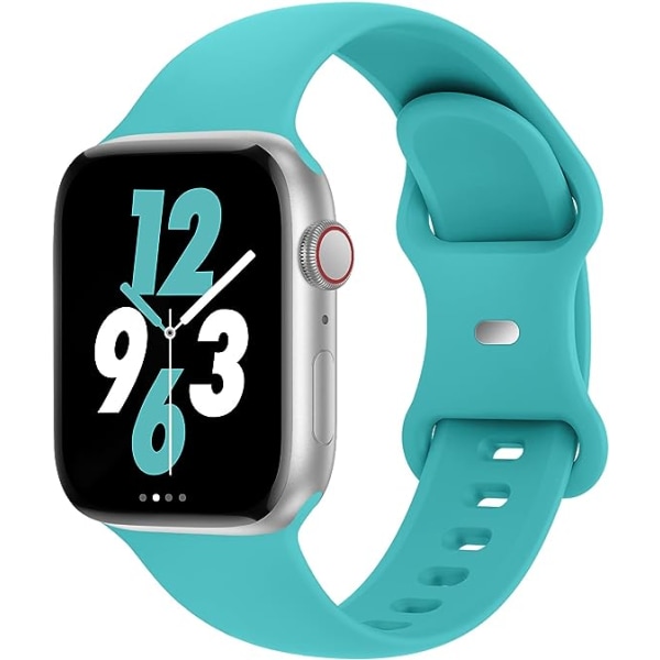 Apple Watch kanssa yhteensopivat rannekkeet 38mm 40mm 41mm, vaihtopehmeä silikoni, urheiluvarusteiden rannekkeet naisille, miehille (sini-vihreä)